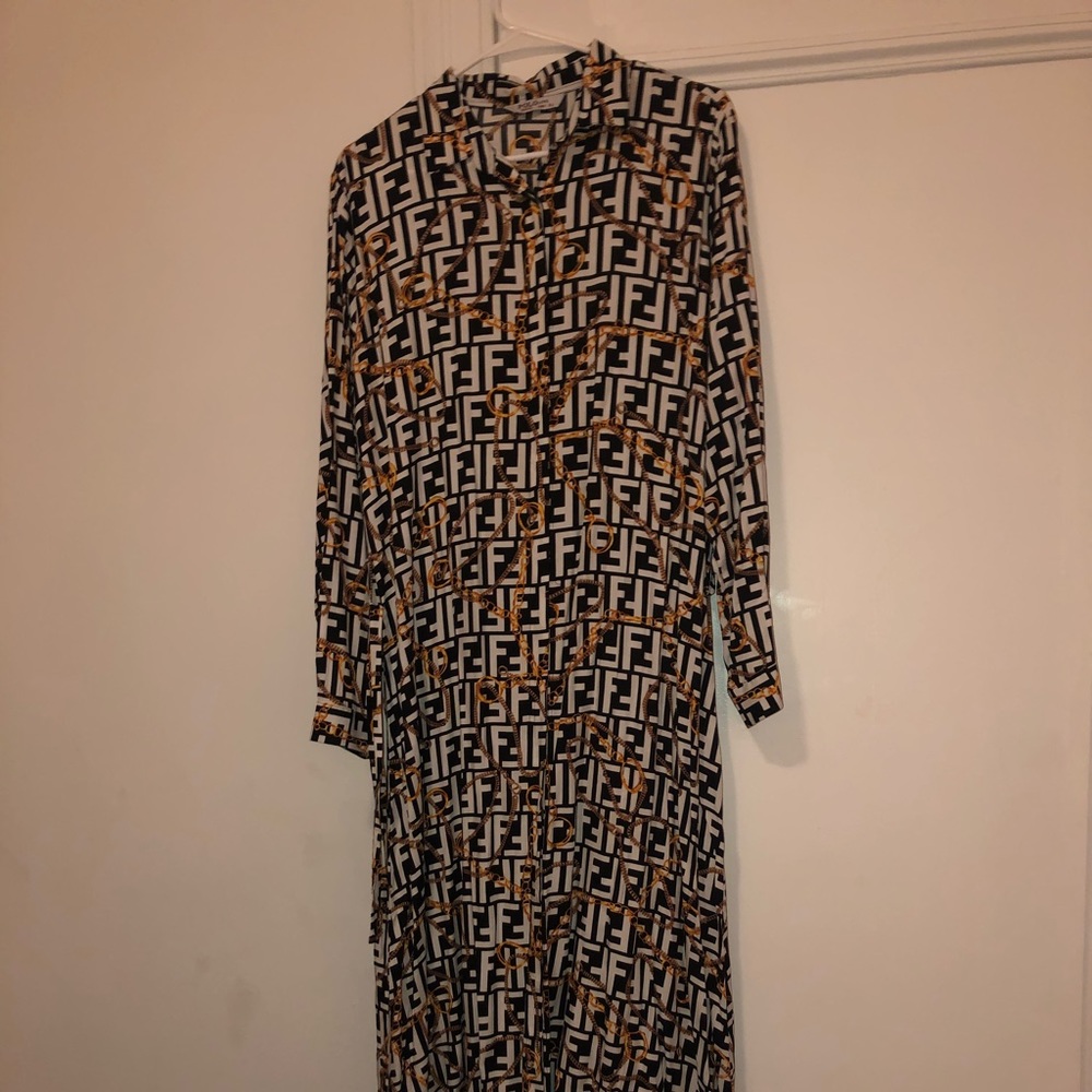 Patterned flannel maxi dress